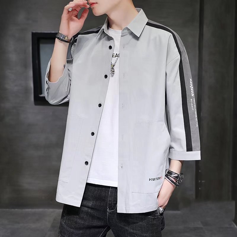 Ropa DE TRABAJO suelta de verano camisa de manga tres cuartos suelta casual volantes guapo media manga camisa de manga corta abrigo moda al por mayor