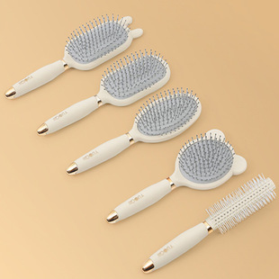 Rabbit Ear Bear Small Square Beige Rubber Comb Lady Student Hair Makeup Comb Massage Comb Air Cushion Comb 02 Handle