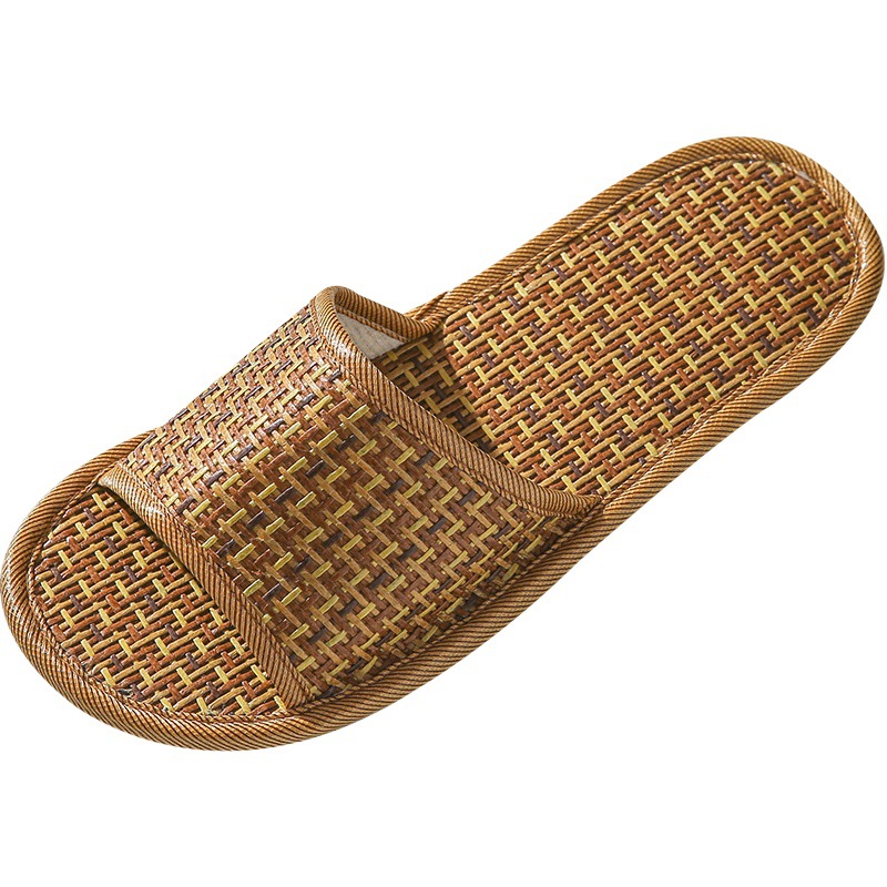 Pantuflas de ratán para mujer, pantuflas antideslizantes para uso doméstico, pantuflas frescas para parejas, pantuflas de bambú para primavera y verano para parejas, pantuflas de ratán para interiores.