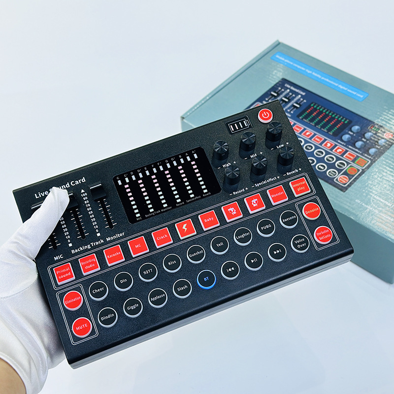 Cross-border new live broadcast stereo music sound card accompaniment suit mobile phone computer universal singing music synthesizer