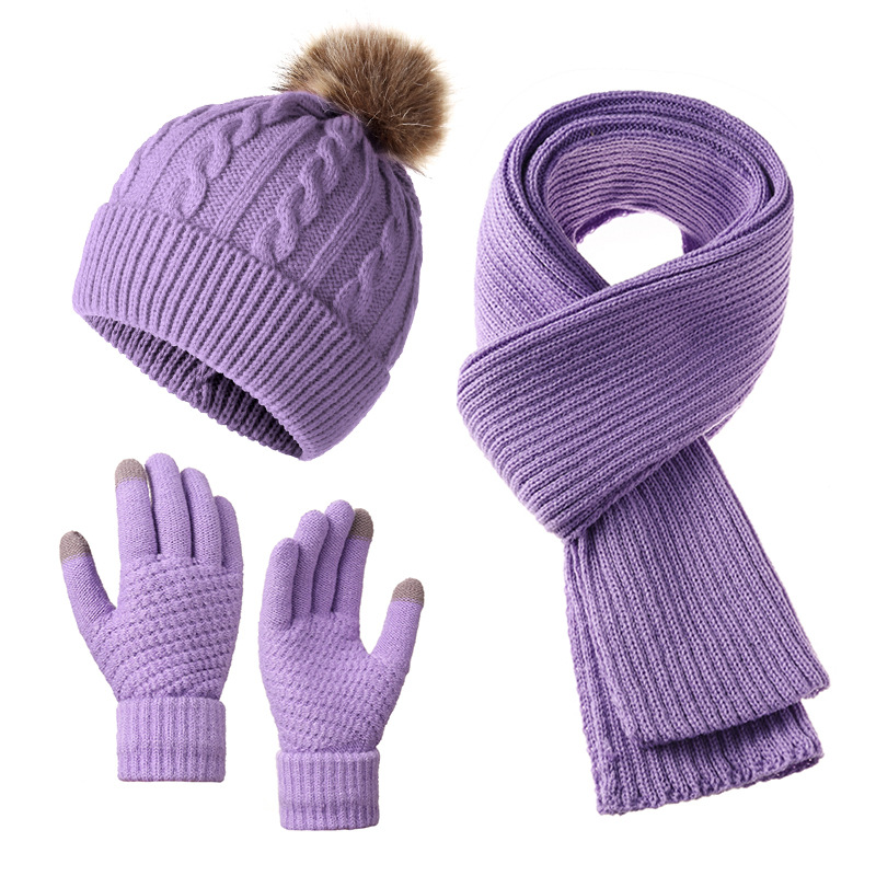 2025 nuevo regalo de Año Nuevo sombrero de lana rojo guantes bufandas mujeres otoño-invierno calentamiento gorra de pelo