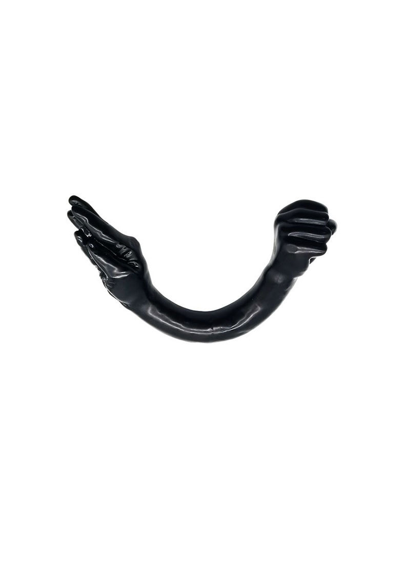 Double-Headed Fist-Shaped Dildo, Extra-Long Anal Plug, Black PVC, Ultra-Realistic Texture — detail image 6