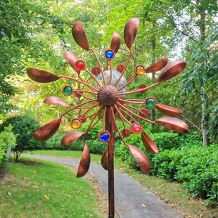 European and American House Landscape Garden Outdoor Decoration Glass Ball with Diamond Solar Lamp Windmill Outdoor Ornaments