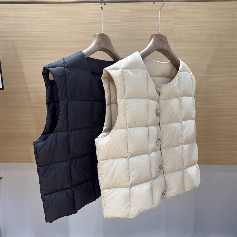 Down Vest 90 White Duck down Inner Wear 2025 Autumn and Winter down Jacket Women's New Warm Vest Plaid Sleeveless Jacket