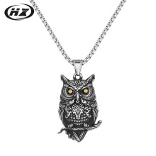跨境潮酷钛钢项链高级感不掉色男 印第安猫头鹰兔子毛衣链外贸