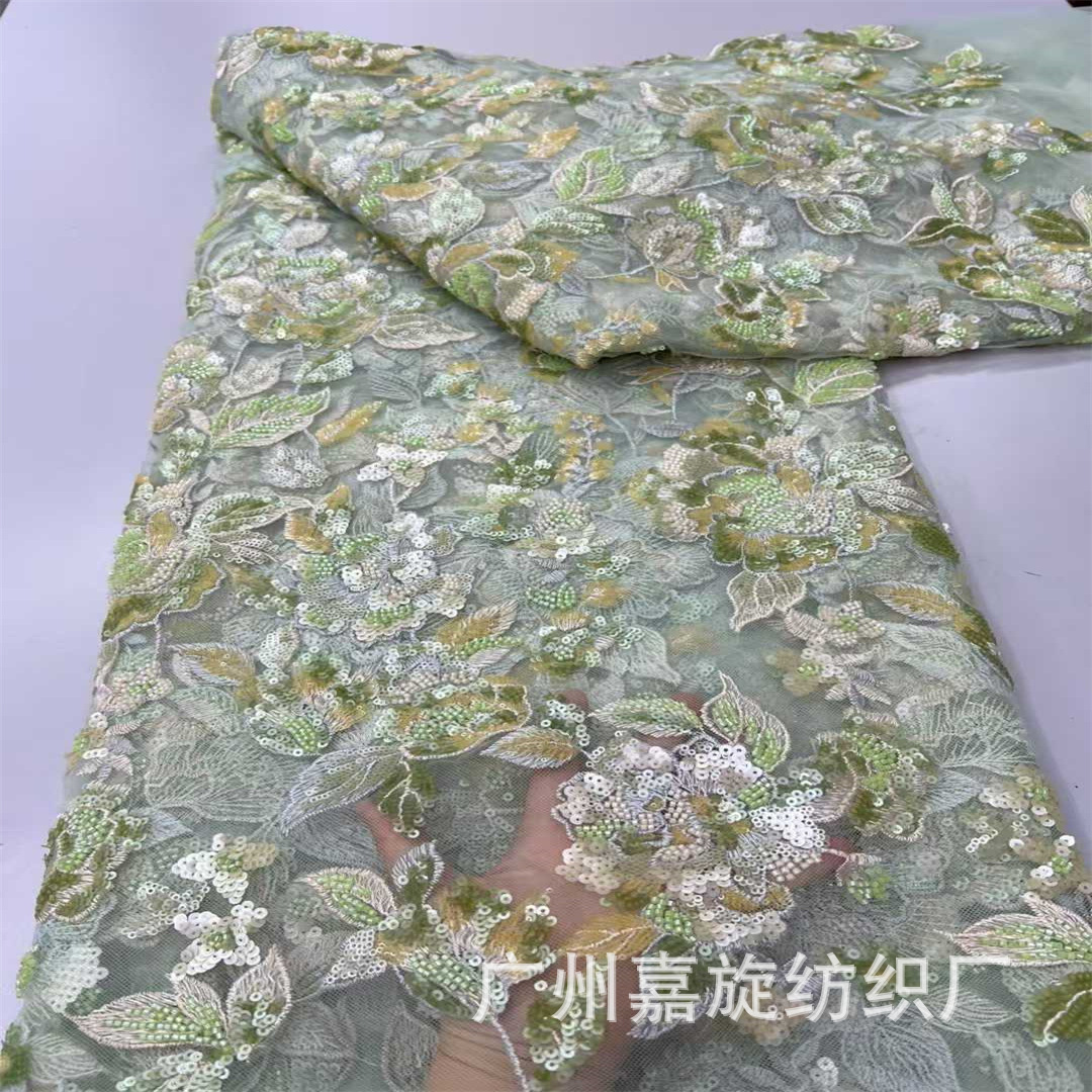 Tela bordada de lentejuelas de estilo étnico, vestido africano de tubo con cuentas multicolores, cheongsam, tela bordada para mujer, encaje africano