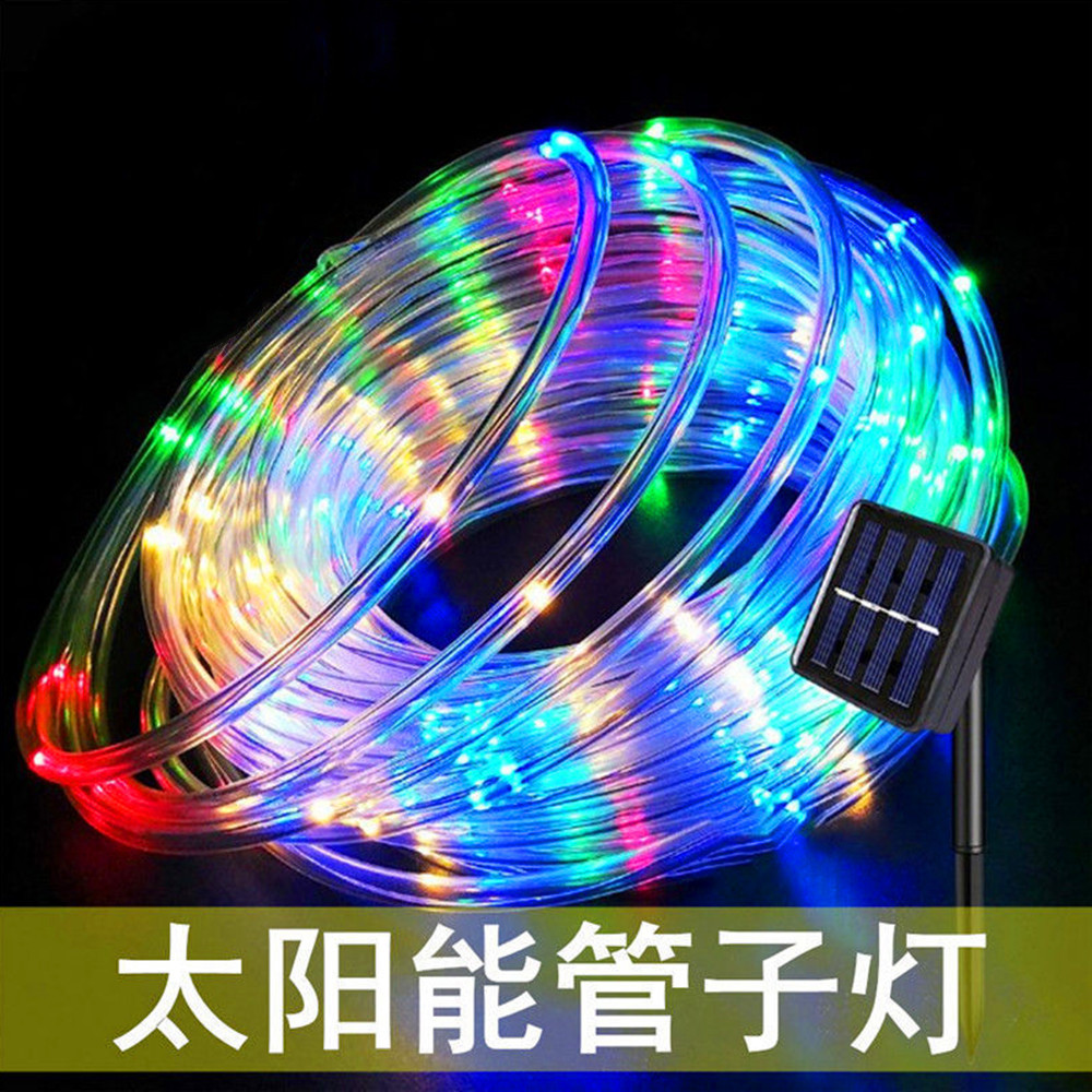 Solar LED tubería línea luz primavera Festival colorido luz al aire libre patio paisaje decoración vacaciones boda noche luz cadena