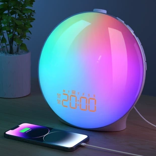 Sunrise Wake-Up Alarm Clock LED, Full Display No-WiFi Version, Adjustable Wake Light