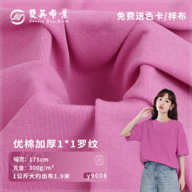优棉加厚1*1罗纹布料2024新款棉弹力300g打底吊带面料现货批