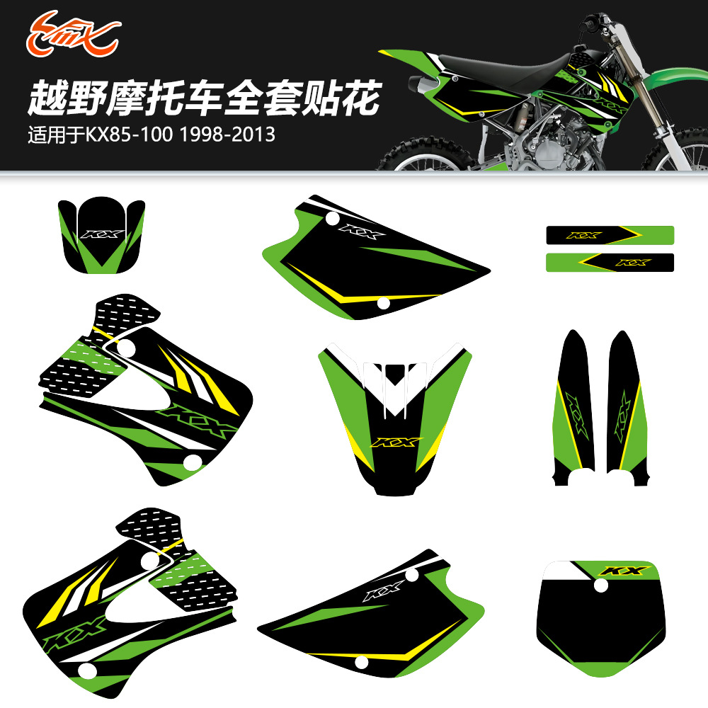 Aplicable Kawasaki KX85 KX100 85 100 1998 - 2013 pegatinas de motocicleta de carretera pegatinas de protección