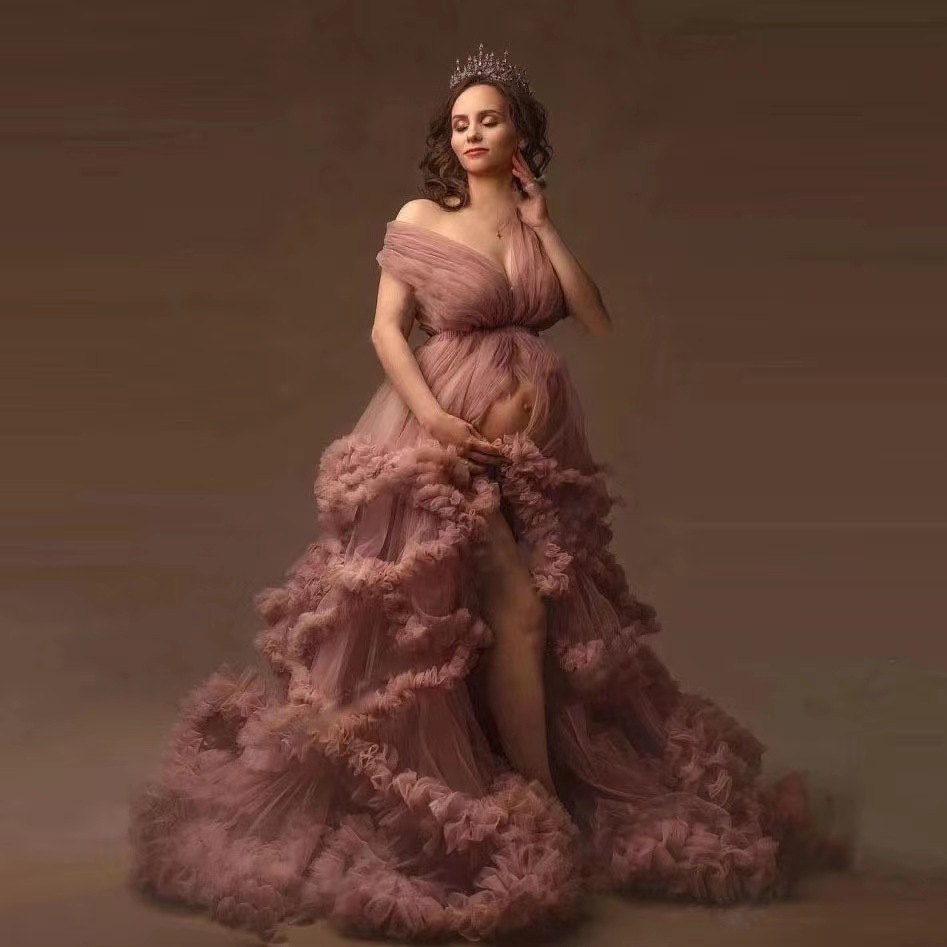 Comercio exterior red de hilo de hombro de cinturón vestido de mujer embarazada estudio de fotografía sexy vestido de fiesta de cerveza para mujeres image 8
