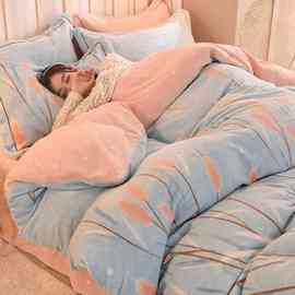 加厚牛奶绒四件套冬季款珊瑚绒床单双面绒被套法兰绒毛绒床上用品