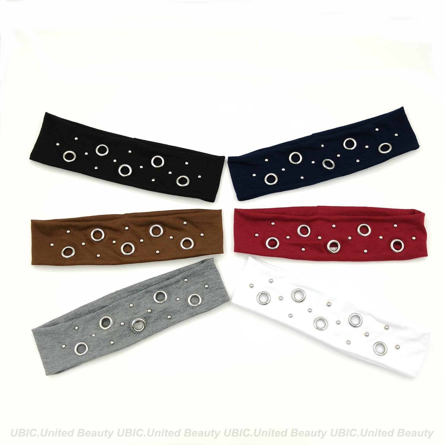 HW250803-44x6cm朋克风5气眼11钉扣头带-IM