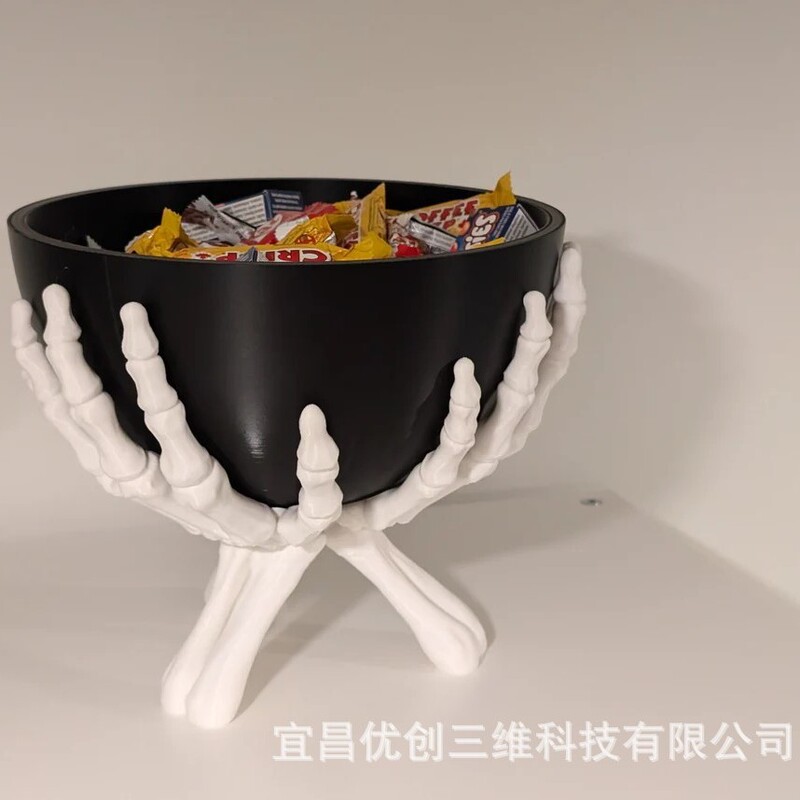 Cross-Border New Product Skeleton Hands Bowl Halloween Skeleton Hands Home Decoration 3D Printed Candy Bowl