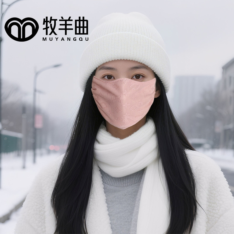 冬季高颜值蕾丝保暖口罩秋冬电动骑行保暖防寒口罩加厚可水洗|undefined