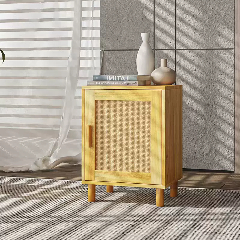 现代简约储物柜边柜新中式藤编玄关置物柜客厅电视卧室床头柜收纳