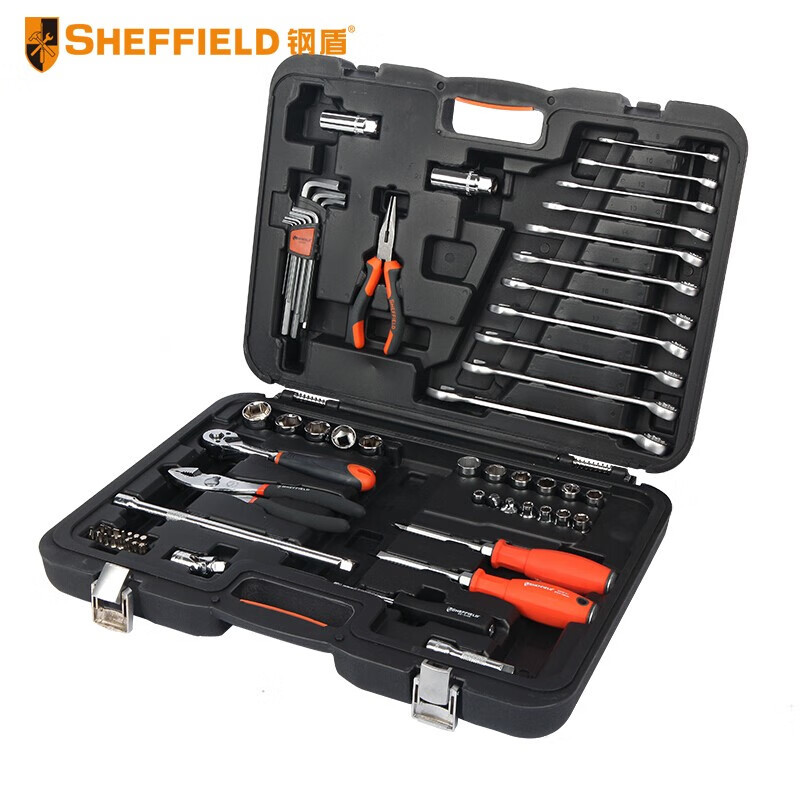 钢盾S010064 64件公制套筒扳手工具维修组套棘轮扳手套筒具箱套装