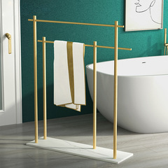 北歐黑白色大理石毛巾架落地式毛巾掛杆浴室浴巾收納置物架晾衣架