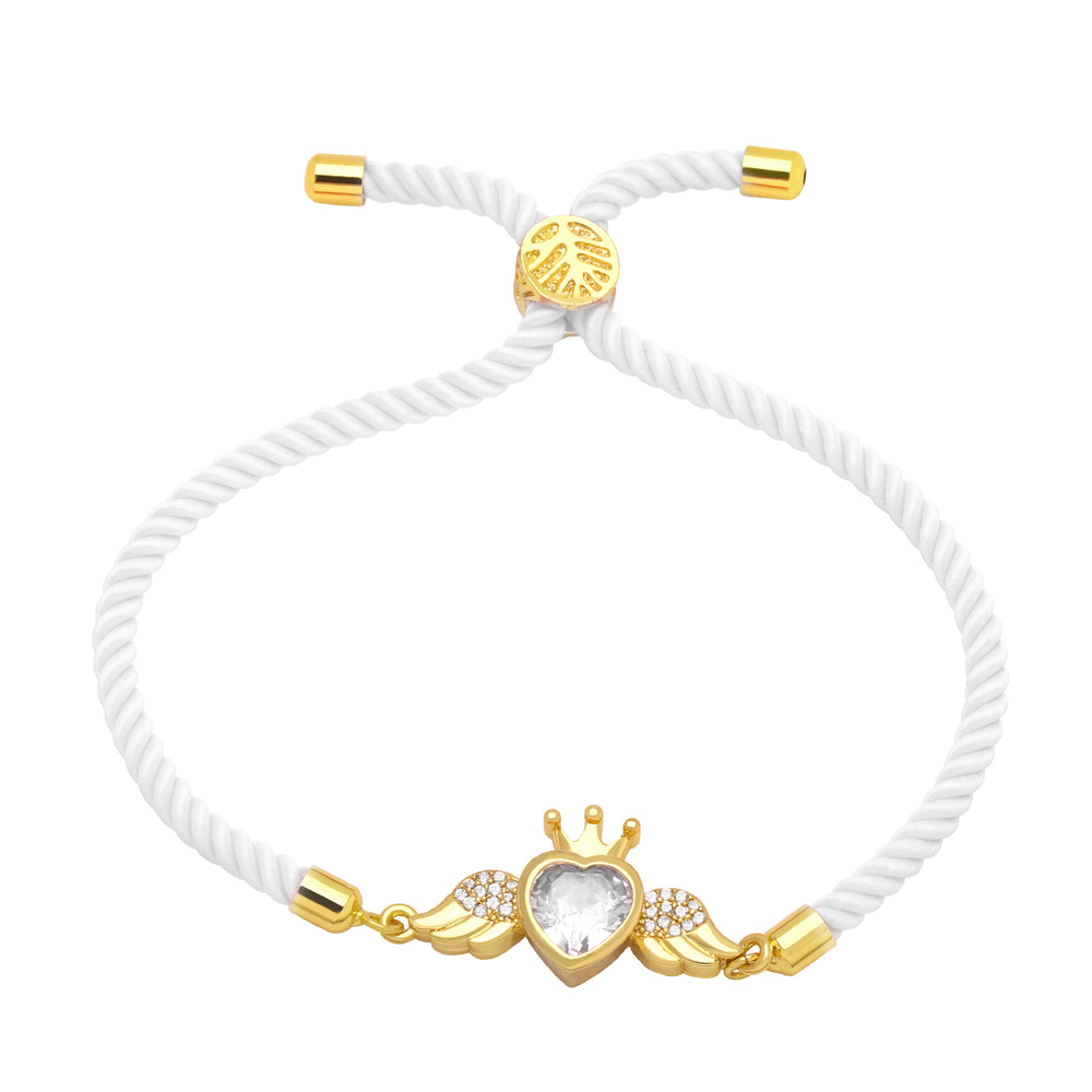 Fashion Cotton string Copper Heart shape Wings Bracelet Zircon Copper Bracelets
