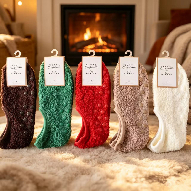 Cross-border home anti-slip socks for women, thick fleece-lined indoor yoga carpet dance socks, slipper socks Cross-border home anti-slip socks for women, thick fleece-lined indoor yoga carpet dance socks, slipper socks