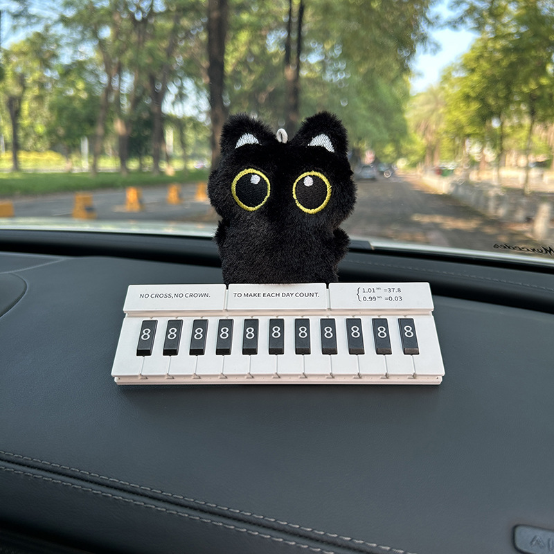 Pequeño gato negro bolsos colgantes lindos muñecas de peluche muñecas automóviles tarjetas telefónicas de estacionamiento temporal tarjetas de número de mujer