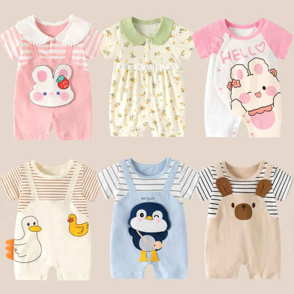 Cross-border cartoon for infants and young children's clothing baby clothes cotton short sleeve baby clothing factory outlet