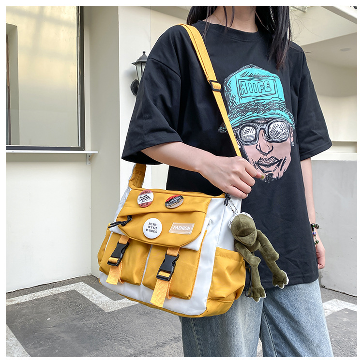 Korean ins fashion single-shoulder crossbody bag, trendy brand color sports bag, middle and high school schoolbag, college student class backpack undefined