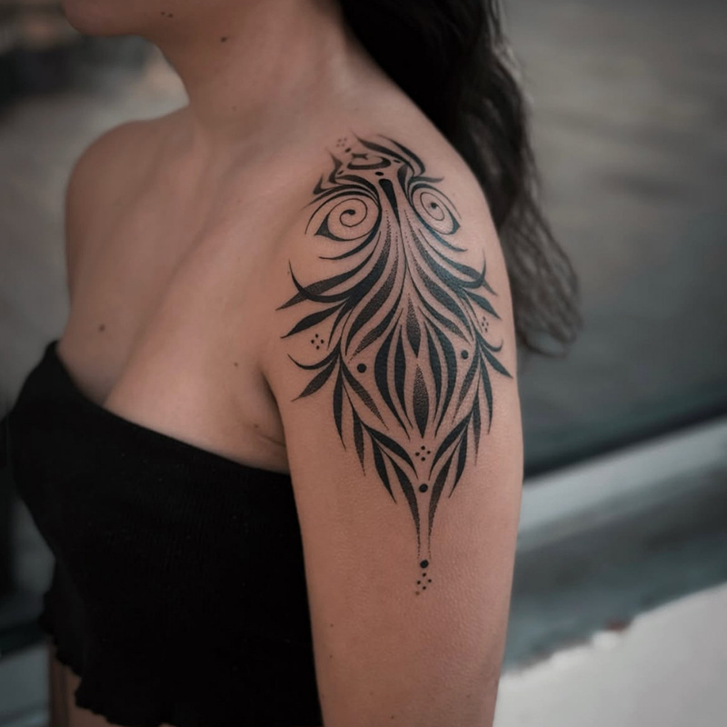 Tribal Owl Totem Tattoo Sticker Cool and Unique Waterproof Long-Lasting Women's Upper Arm Shoulder Realistic Sticker Tribal Owl Totem Tattoo Sticker Cool and Unique Waterproof Long-Lasting Women's Upper Arm Shoulder Realistic Sticker