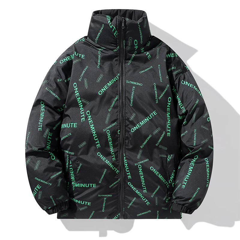 Chaqueta de algodón de pluma para hombres de invierno doble cara chaqueta de sombrero de marca de moda suelta abrigo de cuello vertical abrigo de abrigo caliente para hombres