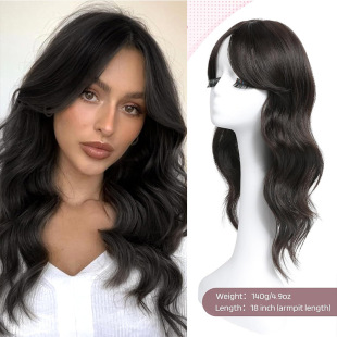 European and American Style Water Wave Hair Topper for Women to Cover Gray Hair, High-Temperature Silk Long Curly Wig