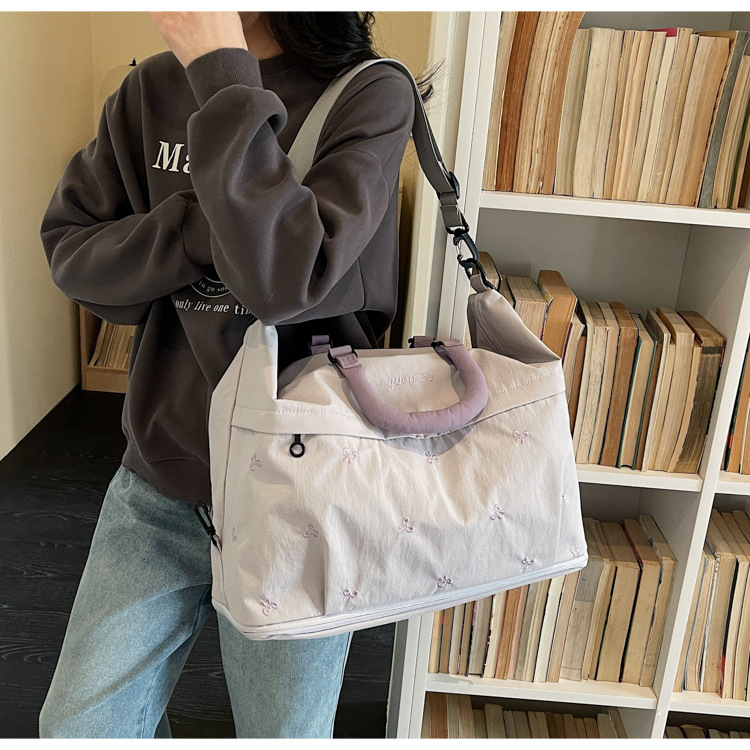 Bow Embroidered Convertible Travel Carryall Tote Bag 33