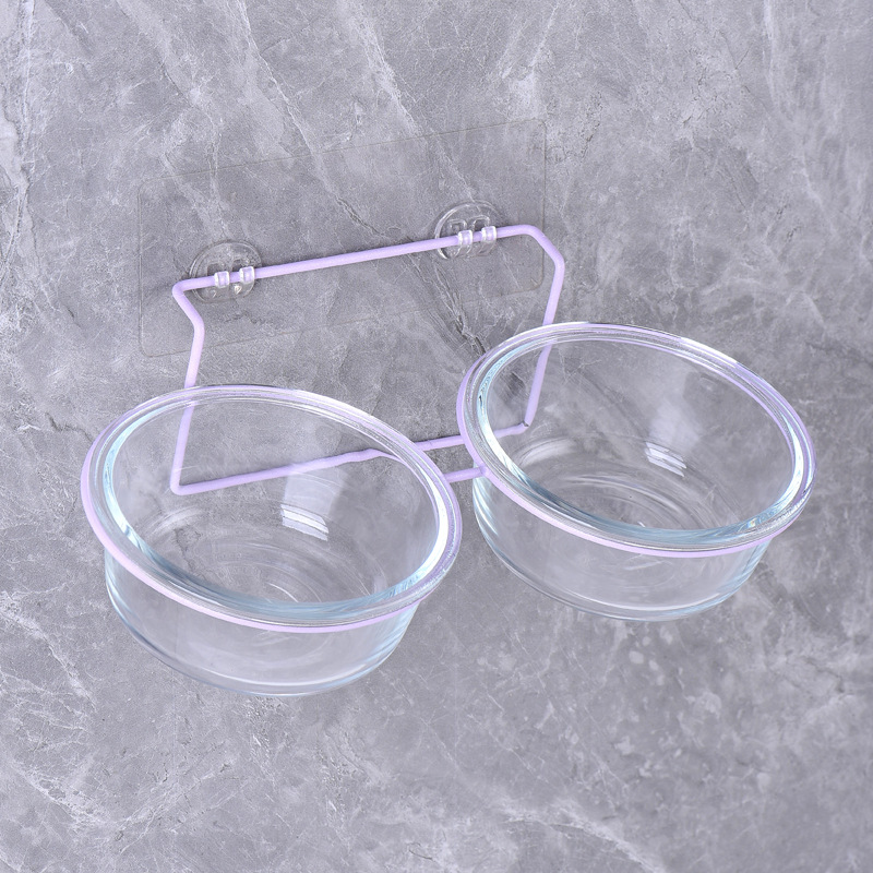 순수 유리 이중 그릇 + 보라색 이중 그릇 벽걸이