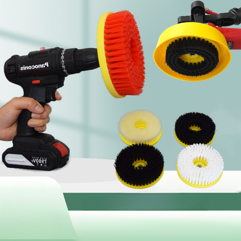 Electric Cleaning Brush Bathroom Tile Large Hard Bristle Floor Brush Kitchen Carpet Multi-Function Electric Drill Cleaning Nylon Brush