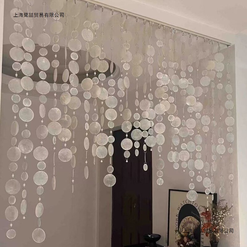 Shell DIY French Fantasy Pearl Bead Curtain Romantic Wedding Stage Props Partition Decoration Beaded Curtain Door Curtain