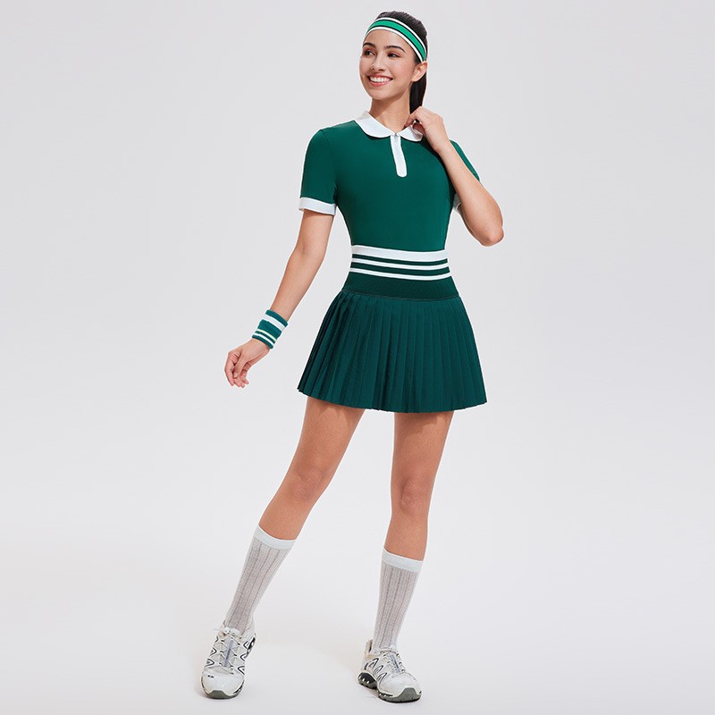 Nuevas camisetas deportivas transfronterizas para mujer, camisetas informales transpirables para correr y hacer ejercicio, conjuntos de falda de tenis y golf de alta gama