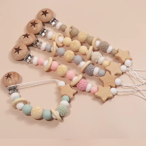 Amazon Infant and Toddler Products Beech Pacifier Chain Baby Creative Silicone Beads Bite and Molars Anti-Falling Chain