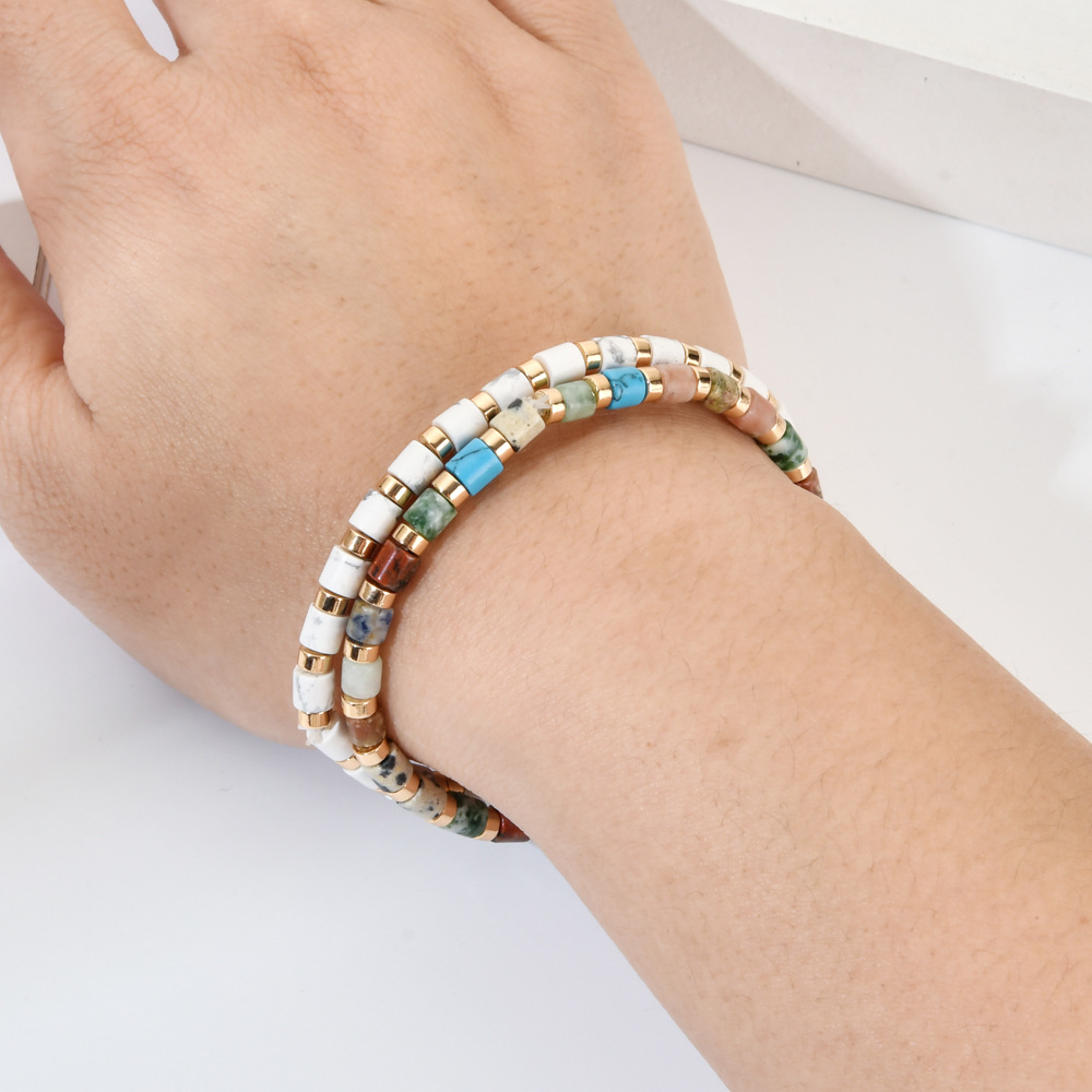 10g Weight Bracelets Classification Natural Stone Chain Material Beaded Chain Chain Type 1 Piece Quantity Daily Occasion natural stone, Agate Material Geometric Pattern All Seasons Season Women's Gender Ethnic Style Style Ethnic Style Geometric Natural Stone Agate Beaded Chain Bracelets In Bulk 25