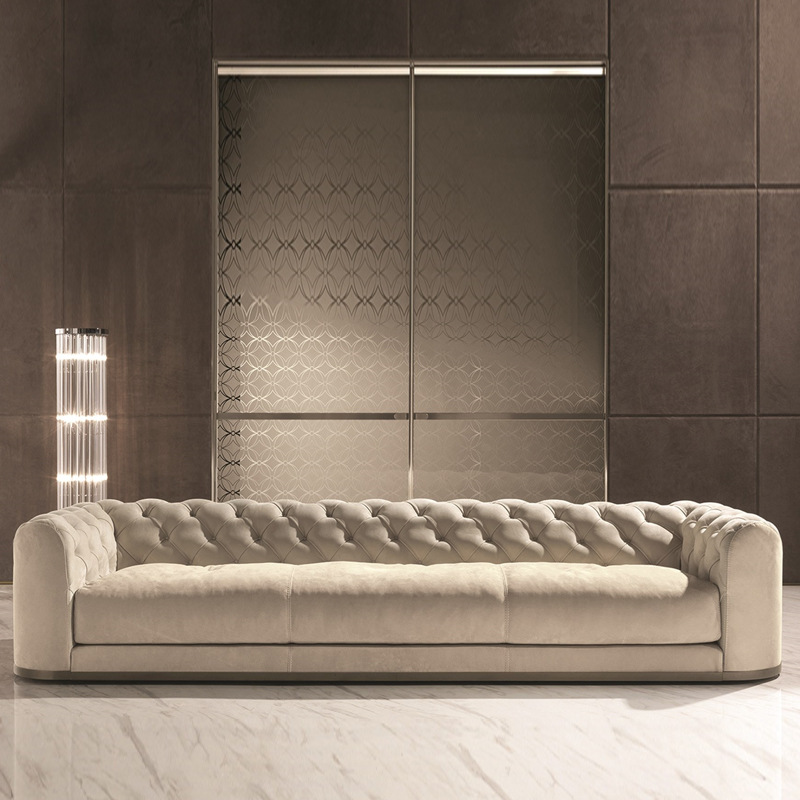 Italian postmodern Laccowood living room sofa Longhi, suitable for small and medium-sized houses, light luxury matte velvet sofa, villa furniture