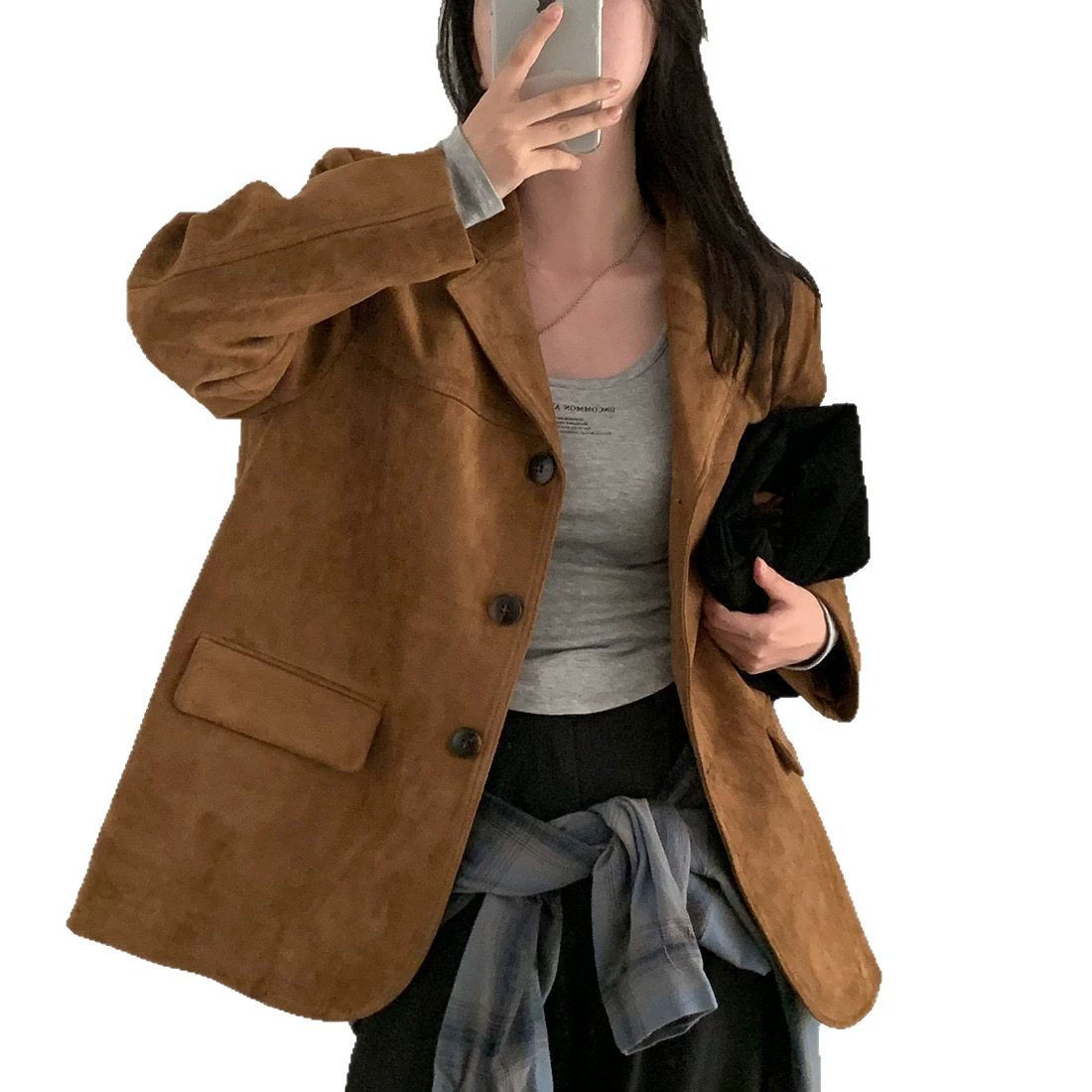 Retro velvet long-sleeve, classic suit jacket, Korean style, autumn, French retro style, oversize