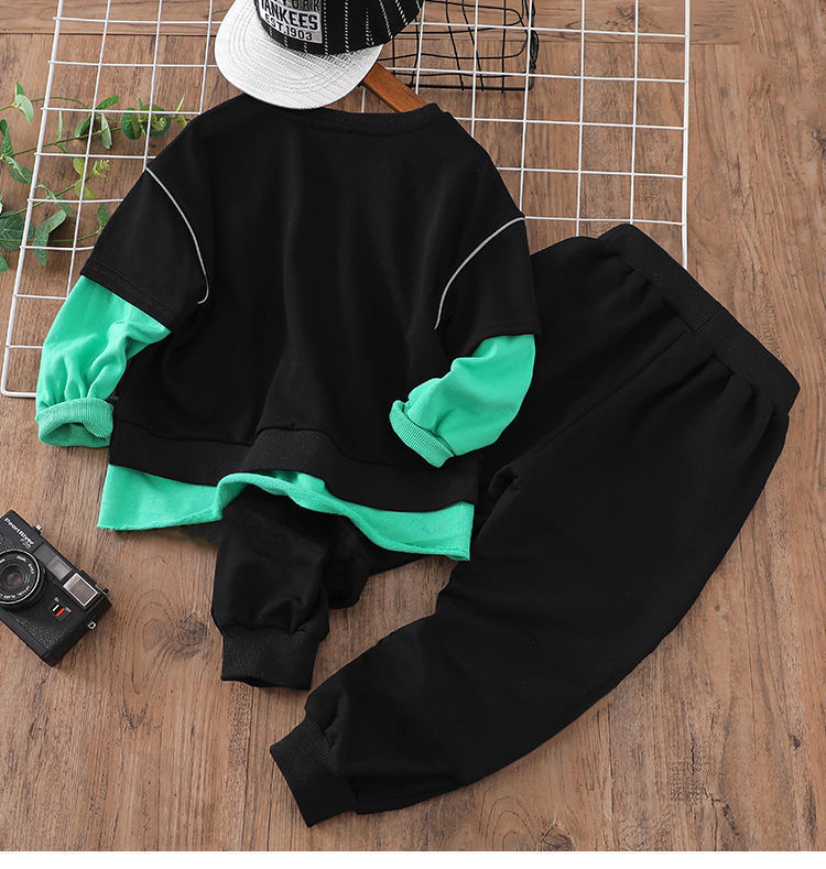 The new trendy and stylish two-piece Korean-style sporty sweatshirt set for men and boys in autumn and winter pic 12