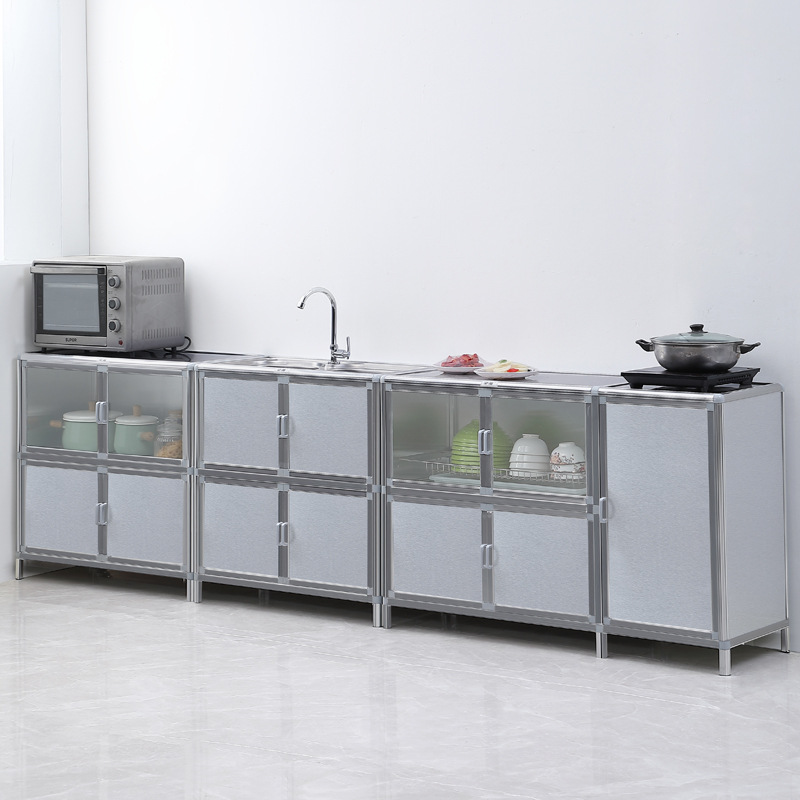 Combinación de acero inoxidable armario de comedor multifuncional armario de almacenamiento integrado armario de almacenamiento de sala de estar armario de cocina doméstico armario de cubierta