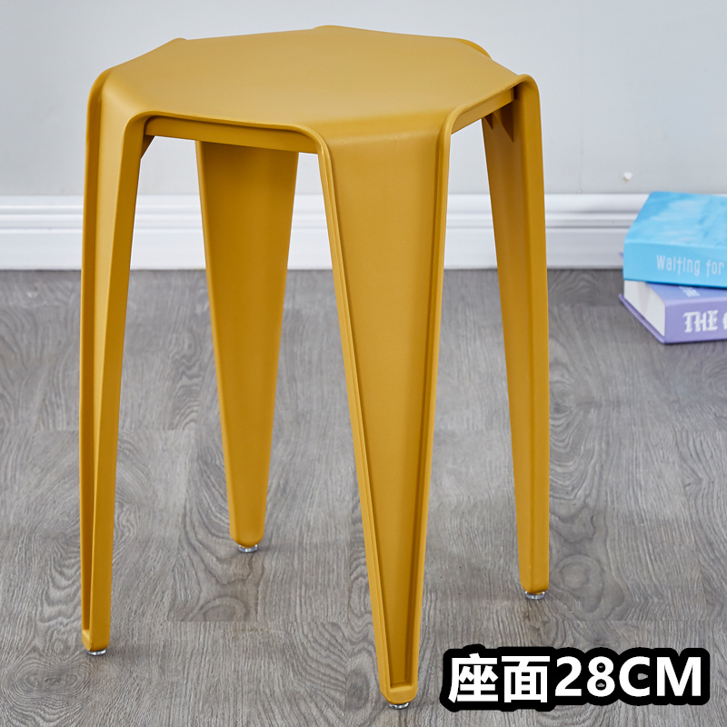 진저 옐로우 - 풀 플라스틱 - 사각 스툴 - 시트 표면 28CM ⚑