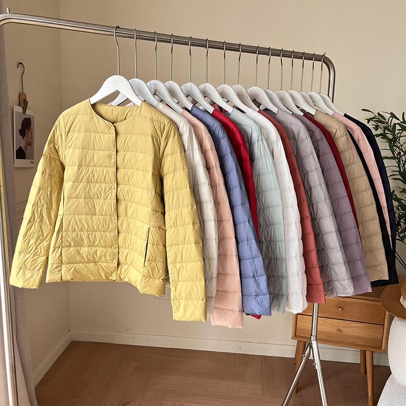 Island list! White duck down! Autumn and Winter Simple Solid Color Lightweight Storage Warm Down Jacket Women's Coat
