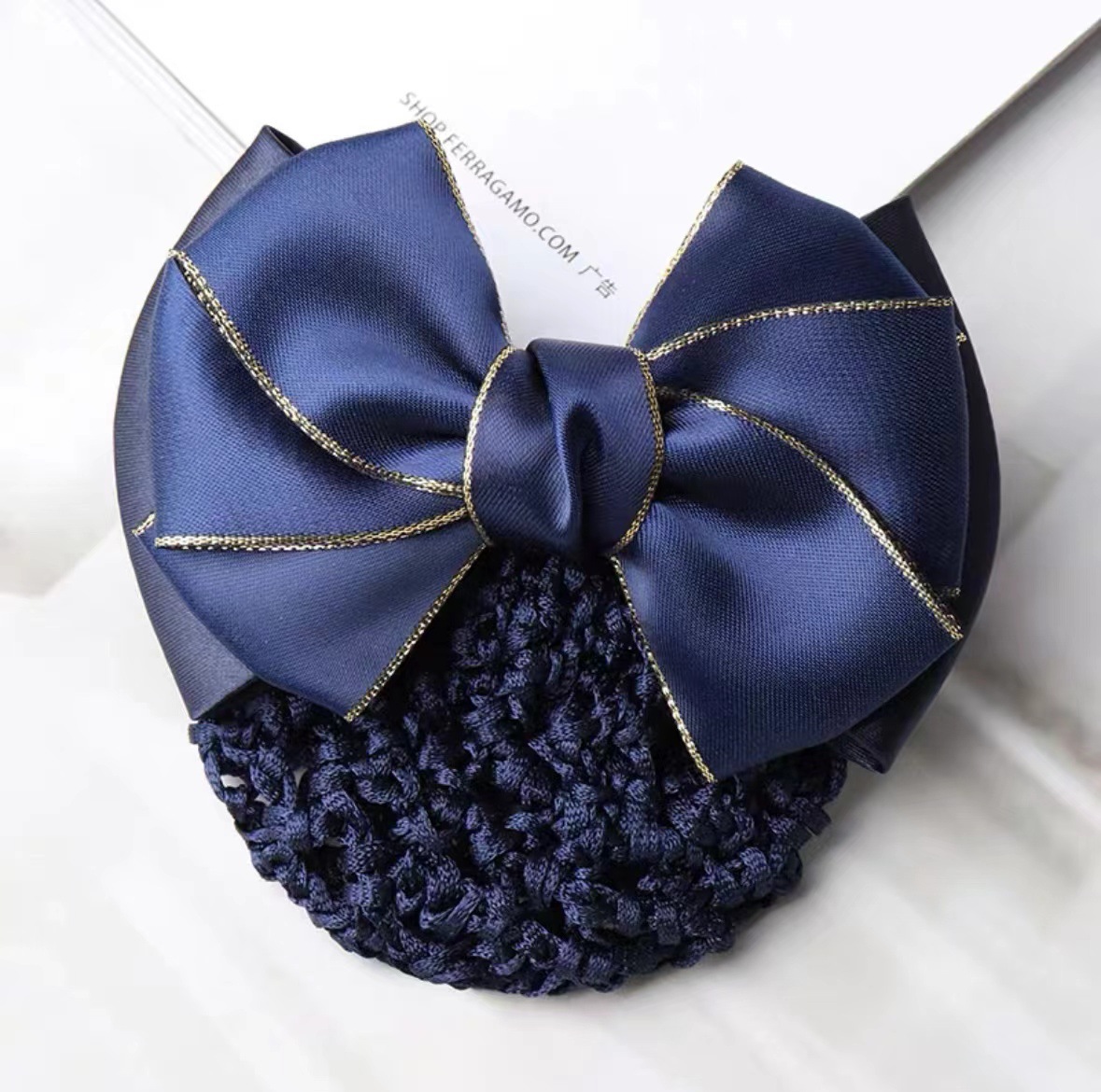 Headflower femenina enfermera profesional azafata banco para trabajar joyería de cabello caliente temperamento red de cabello coreana bolsillo de red de arco