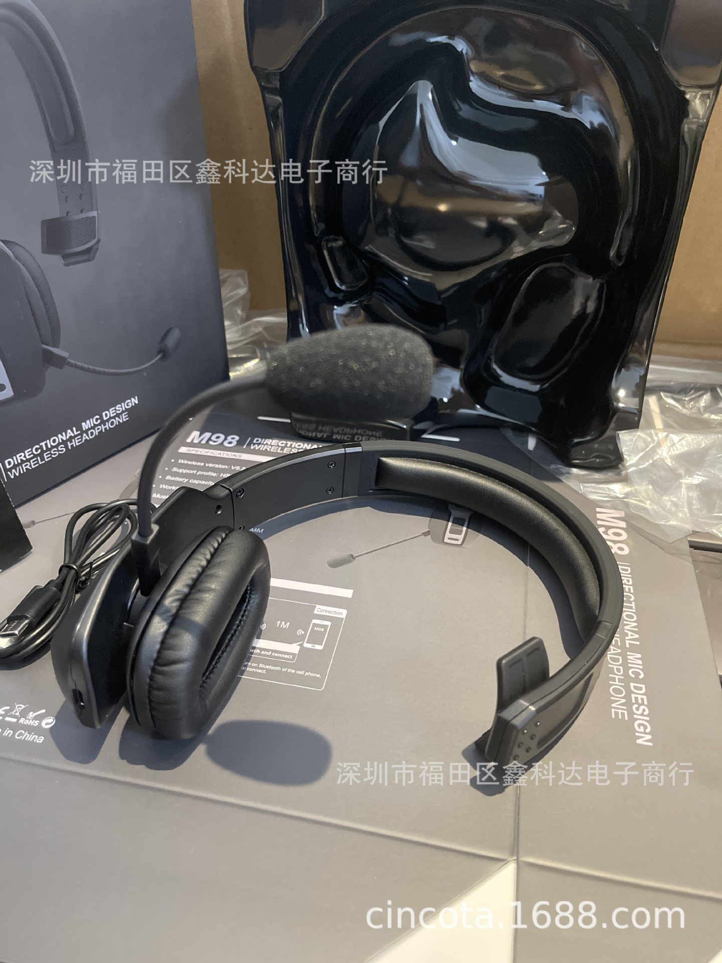 Wholesale M98 Car Bluetooth Hands-Free Headset Wireless Call Noise Reduction Driving Headset Head-Mounted Car Cross-Border