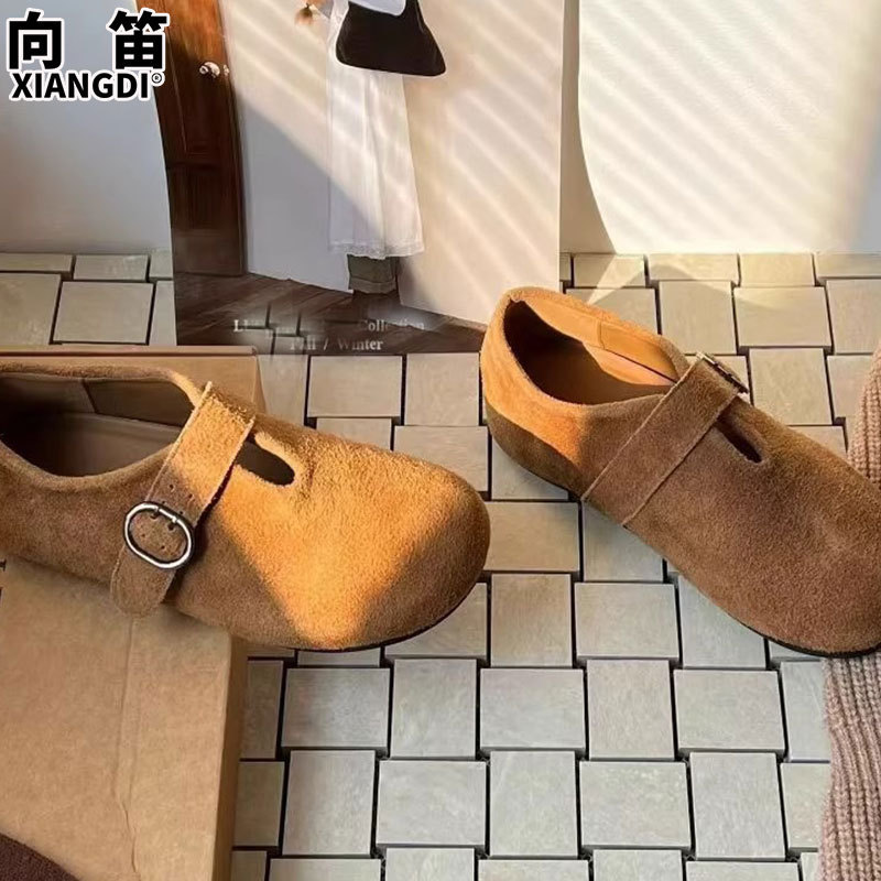 牛皮全包勃肯鞋软底玛丽珍鞋2025新款秋季鞋子女一脚蹬不累脚单鞋|undefined