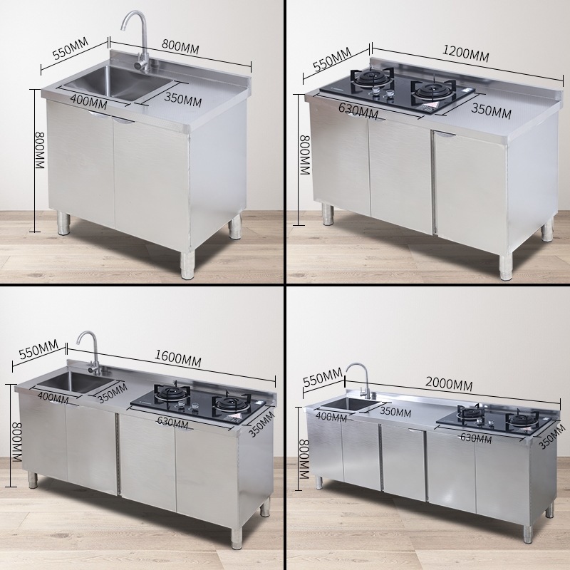 Integrated Cabinet with Sink Stainless Steel White Steel Cabinet 304 Stainless Steel Cabinet Stove Cabinet Integrated Cabinet for Rent