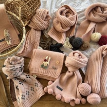 少女粉系列儿童围巾批发秋冬女童时髦穿搭户外保暖针织防寒围脖