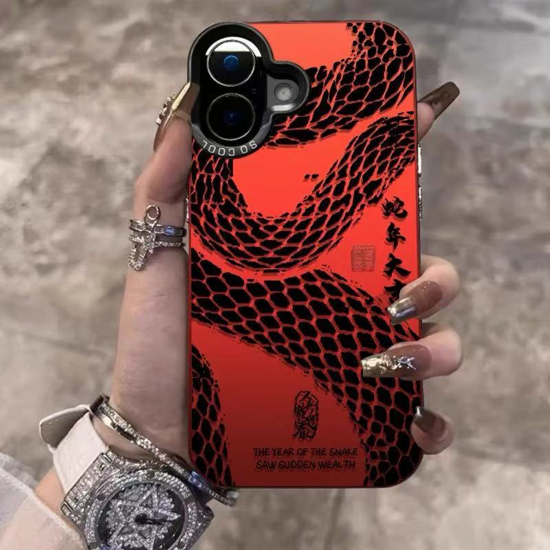 El nuevo año de la serpiente es adecuado para la carcasa del teléfono móvil iphone16 Apple 15promax/14 anti-caída 13pro12 Guofeng