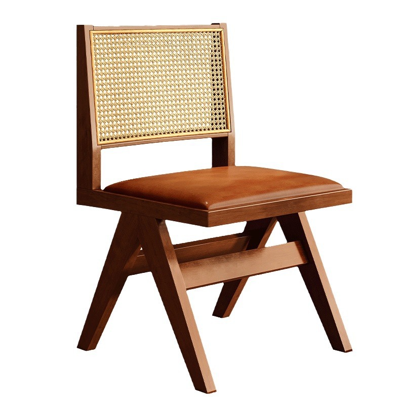 Silla de comedor de madera maciza silla de té silla de balcón silla de té silla de café silla de respaldo silla de caña sin brazos